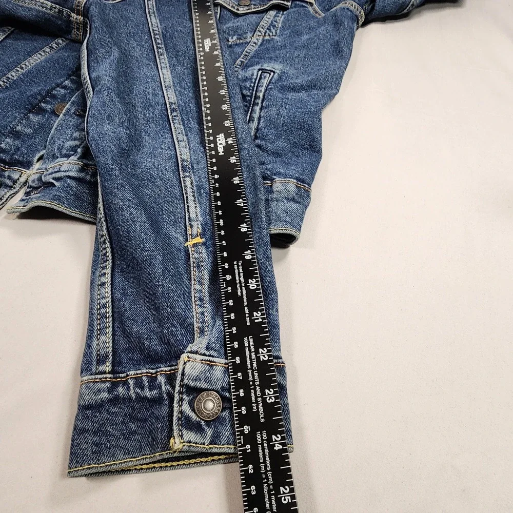 Levis Mens Denim Trucker Jacket Medium Wash Blue Cotton Jean Coat Size M - Picture 4 of 13